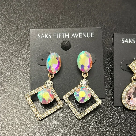 Saks Fifth Avenue Pink Crystal Earrings - Picture 2 of 4